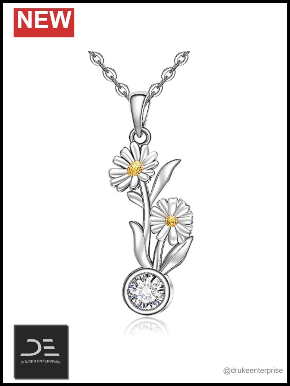 Sterling Silver Birth Flower Necklace for Women April Daisy Pendant Jewelry Gift